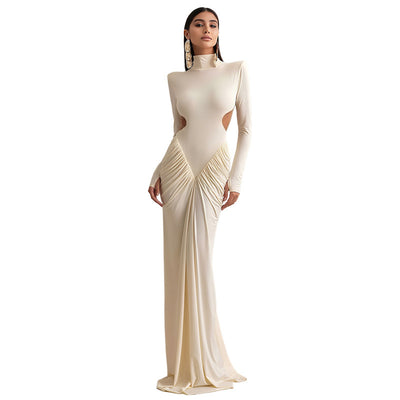 Backless solid color long dress