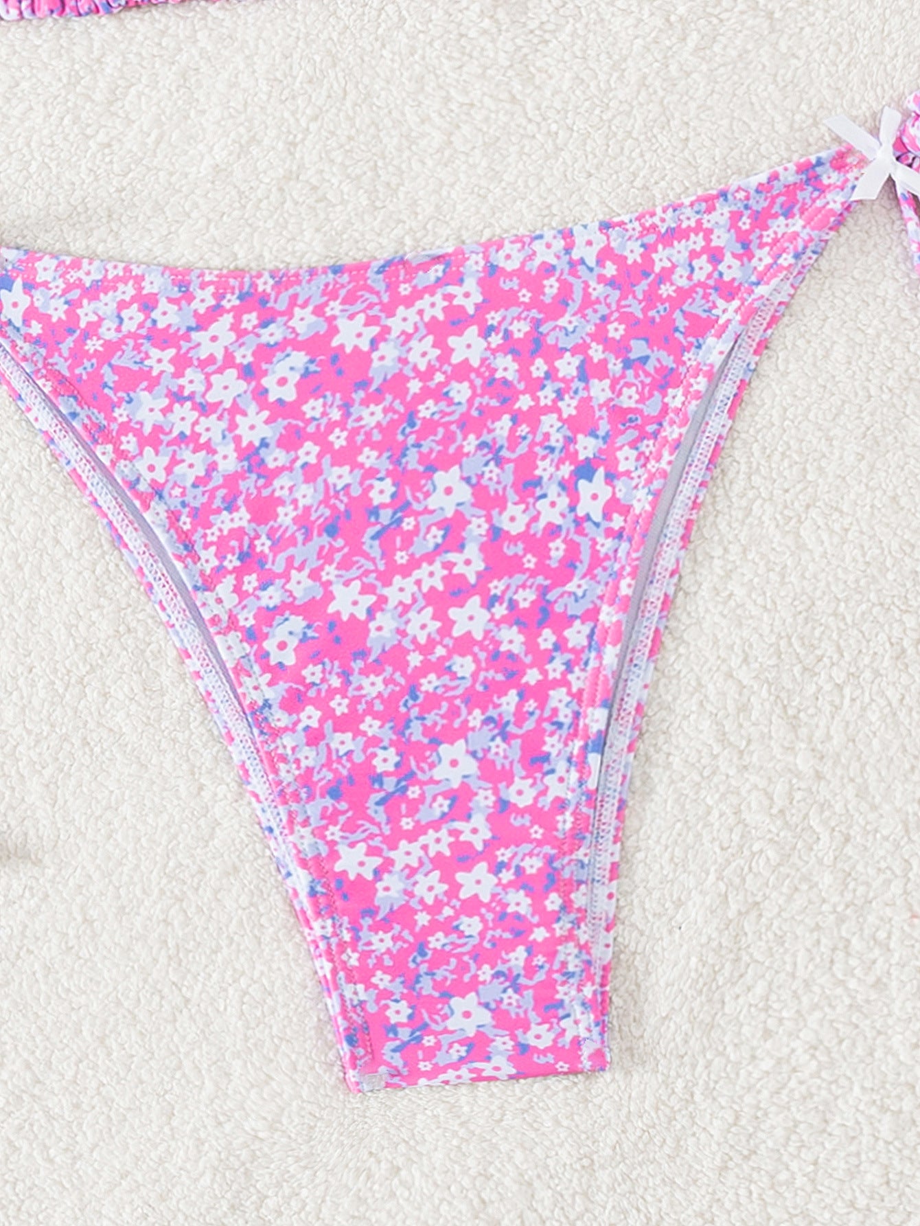 Floral Triangle Bikini - Lace Up Front Tie Bottoms Set