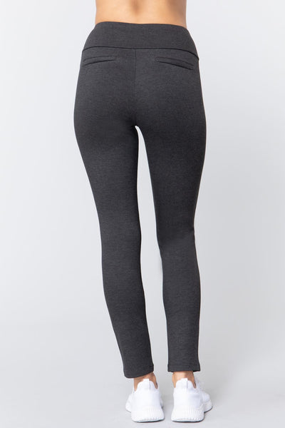 Women's High Waist Long Ponte Pants - Professional Stretch Dress Pants
