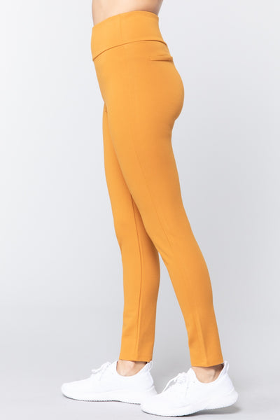 Women's High Waist Long Ponte Pants - Professional Stretch Dress Pants