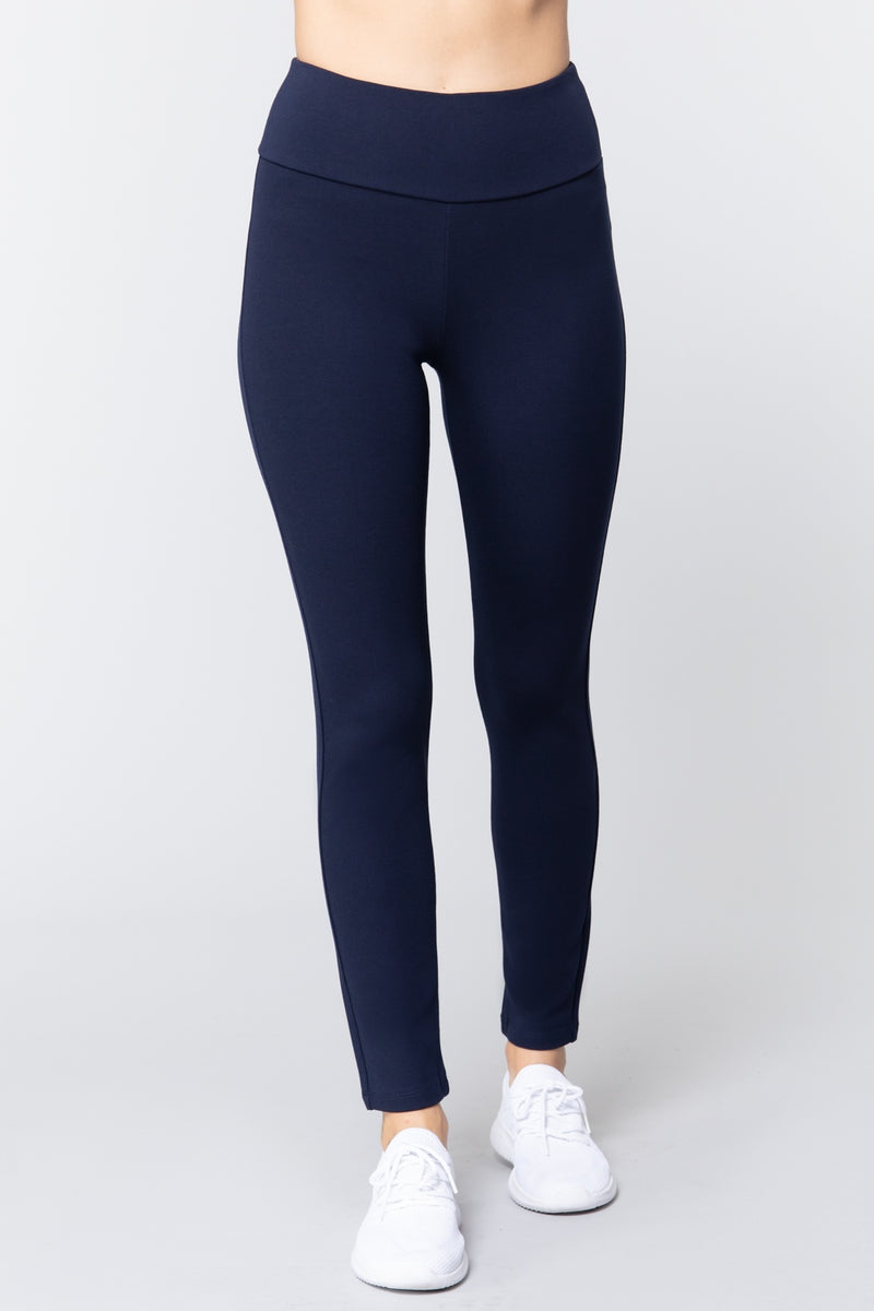Women's High Waist Long Ponte Pants - Professional Stretch Dress Pants