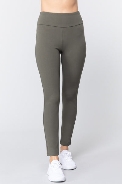 Women's High Waist Long Ponte Pants - Professional Stretch Dress Pants