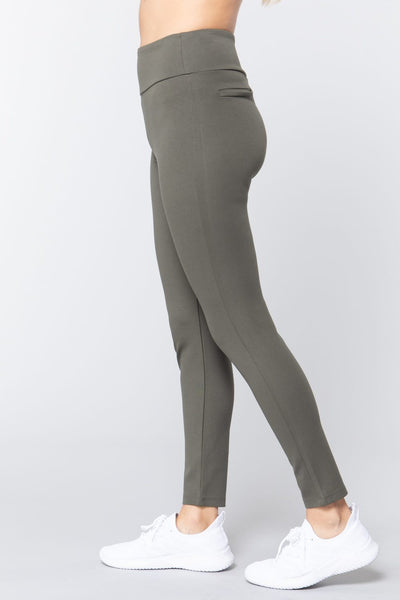 Women's High Waist Long Ponte Pants - Professional Stretch Dress Pants