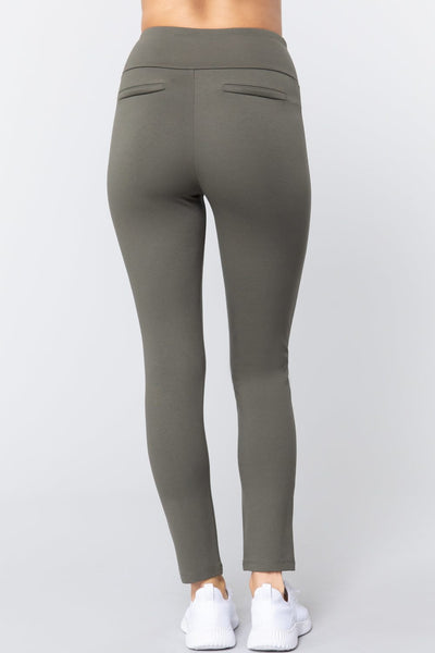 Women's High Waist Long Ponte Pants - Professional Stretch Dress Pants