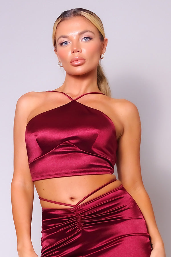 Spaghetti Straps Sexy Halter Front Crop Top