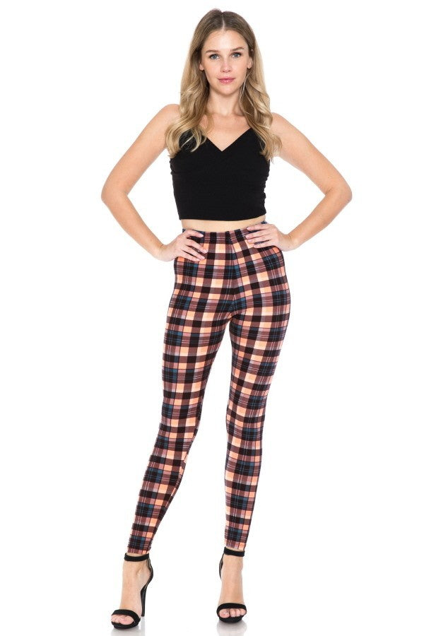 Multi Print High Waist Leggings with An Elasticized Waist