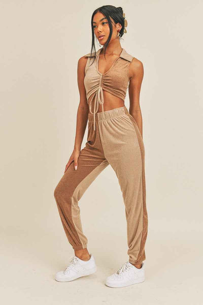 Two-tone Color Chic Two-piece Set