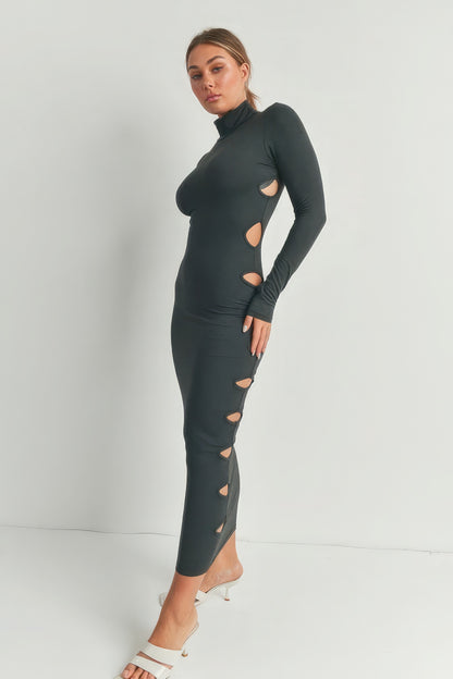 Heather Charcoal Cutout Detail Maxi Dress