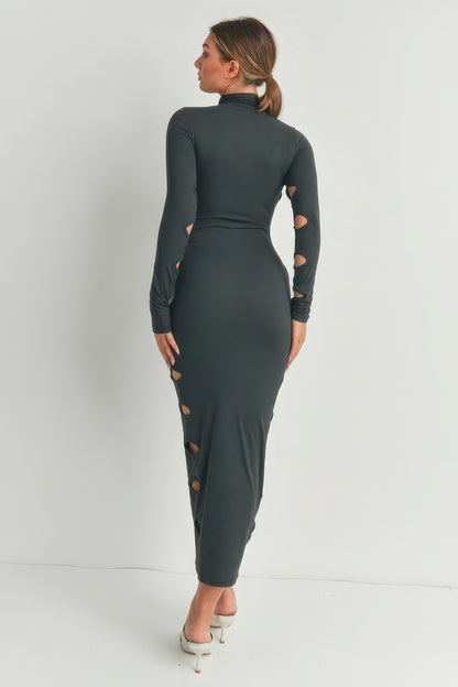 Heather Charcoal Cutout Detail Maxi Dress