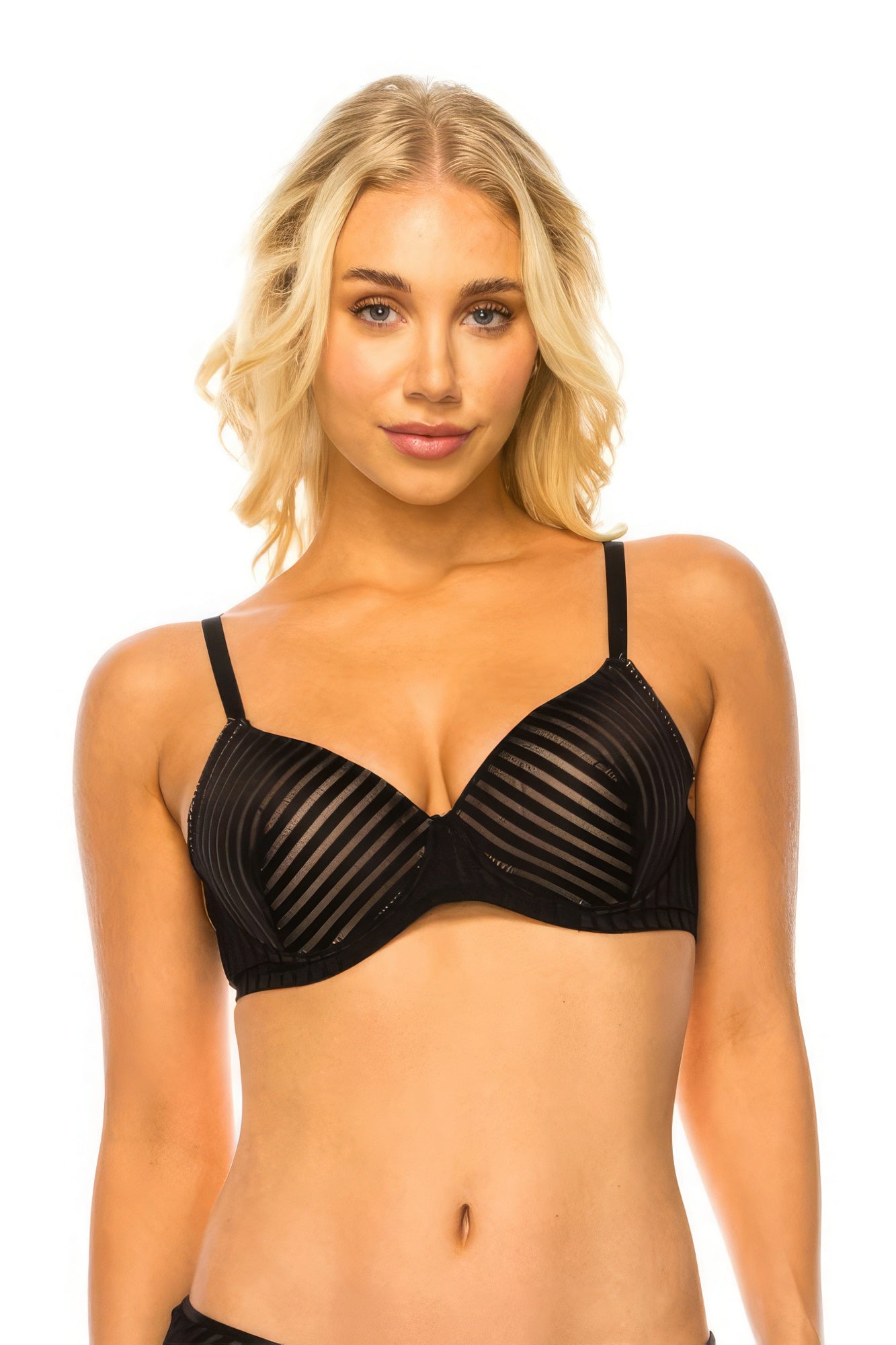 Stripe Lace Adjustable Underwire Bra