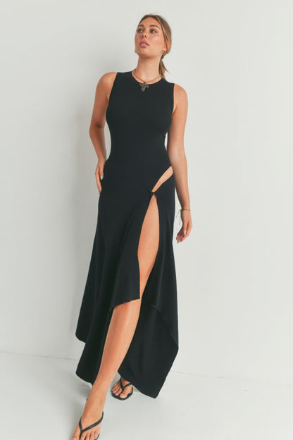 Solid Color Maxi Dress with Side Slit