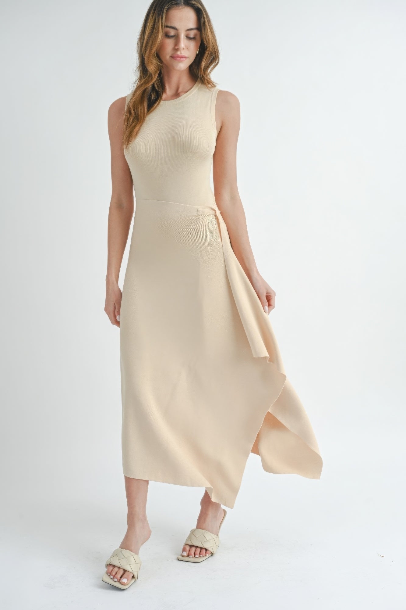 Solid Color Maxi Dress with Side Slit