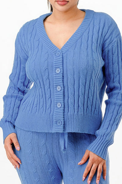 Cable Knit Sweater Cardigan Set