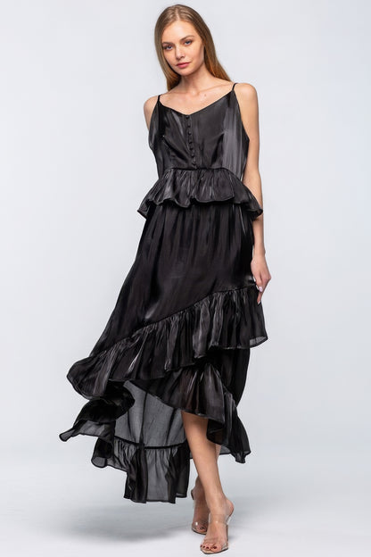 Shimmering Maxi Dress With Ruffles