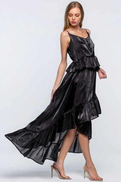 Shimmering Maxi Dress With Ruffles