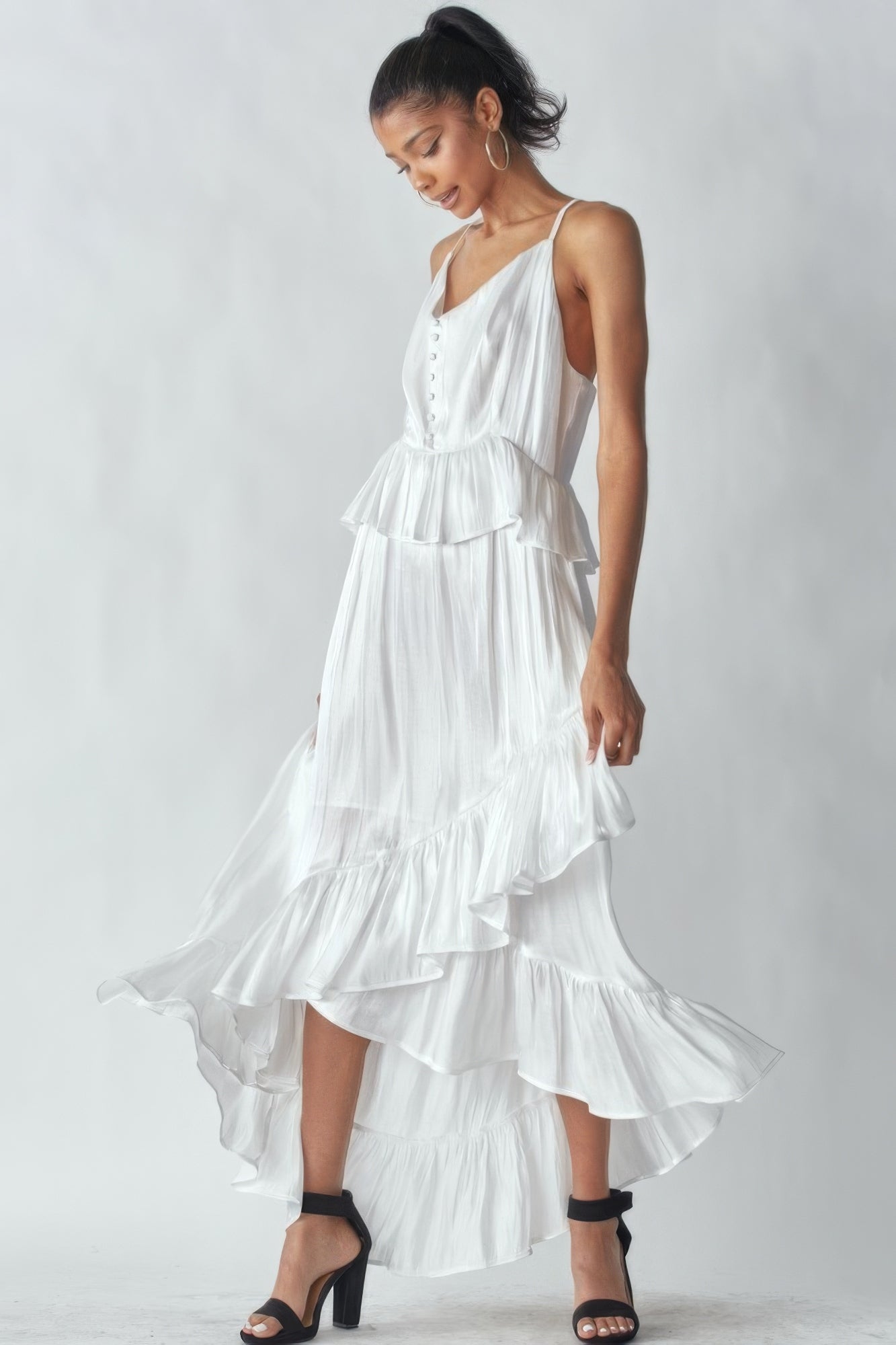 Shimmering Maxi Dress With Ruffles