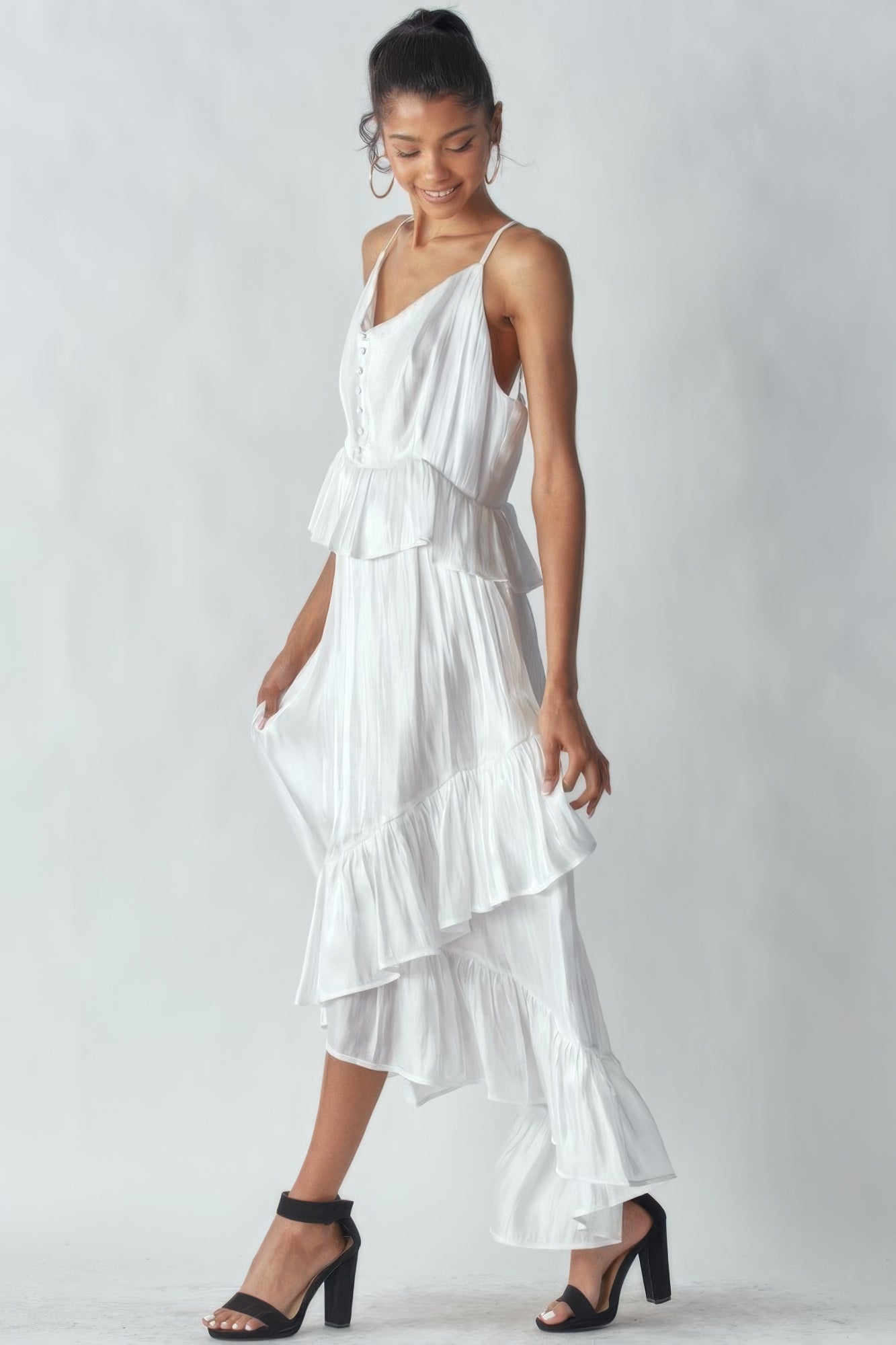 Shimmering Maxi Dress With Ruffles