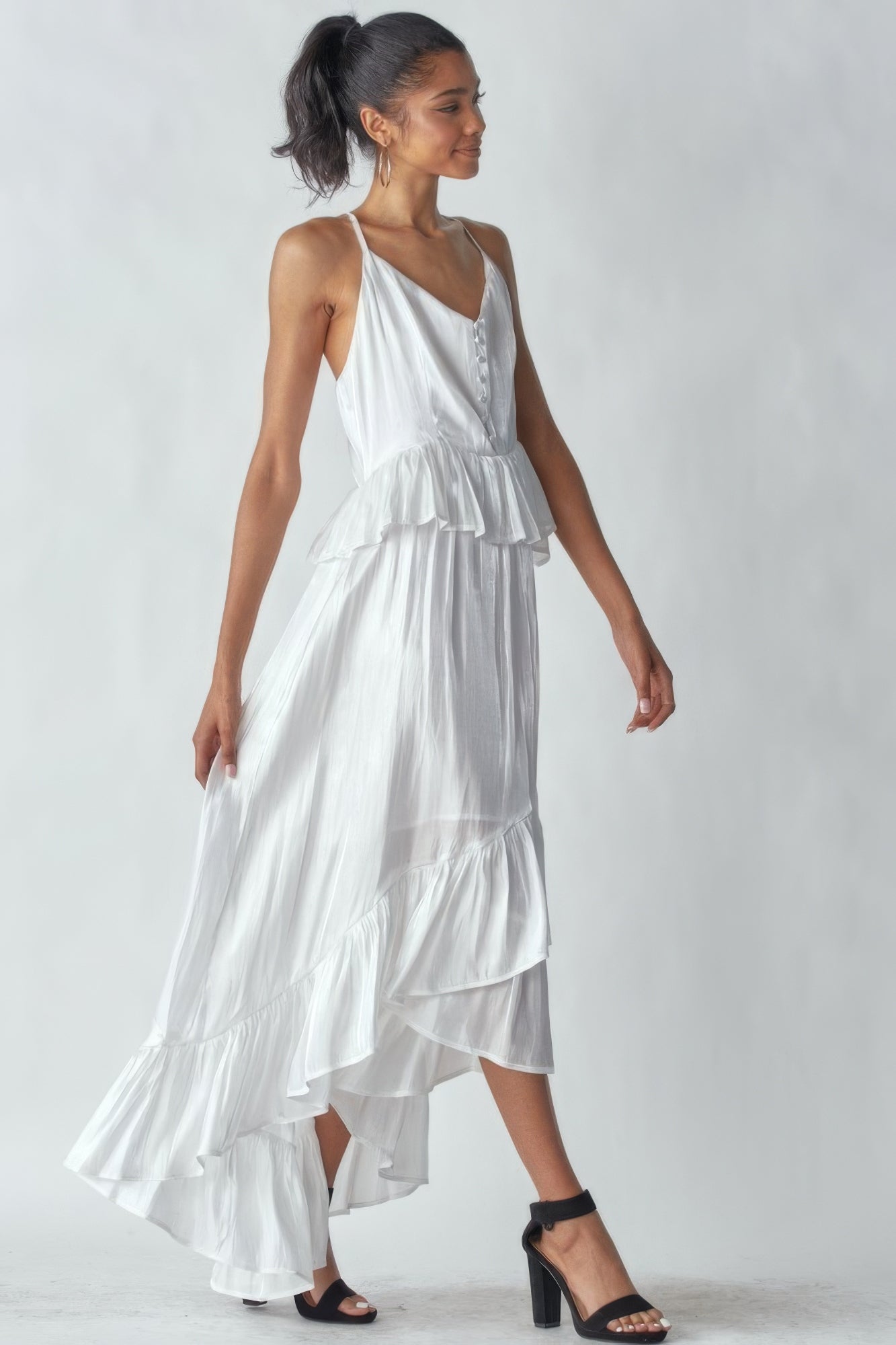 Shimmering Maxi Dress With Ruffles