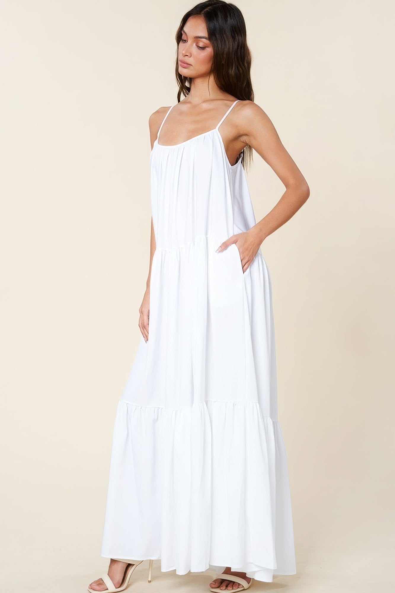 A-Line Maxi Sun Dress With Pockets