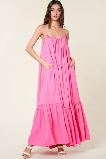 A-Line Maxi Sun Dress With Pockets