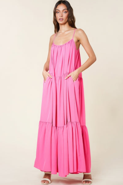 A-Line Maxi Sun Dress With Pockets - Fashions Envy