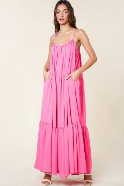 A-Line Maxi Sun Dress With Pockets