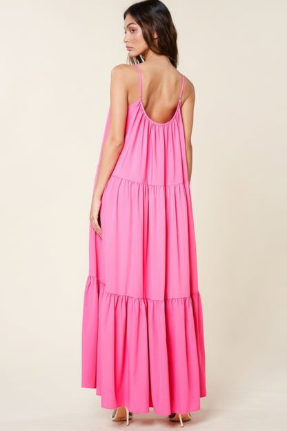 A-Line Maxi Sun Dress With Pockets