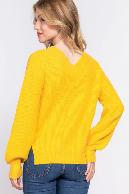 Long Sleeve Double V-neck Sweater