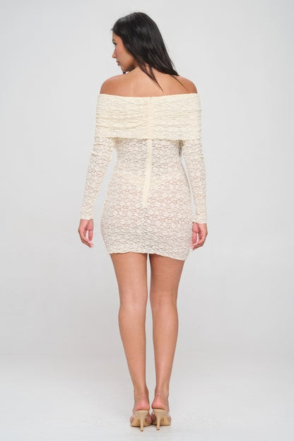 Off Shoulder Lace Bodycon Mini Dress