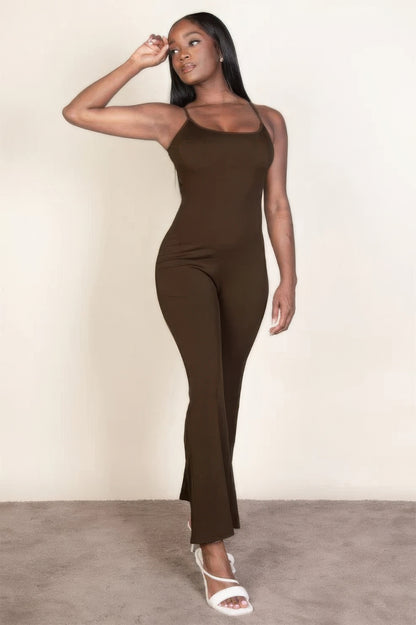 Ribbed Sleeveless Wide Leg Jumpsuit