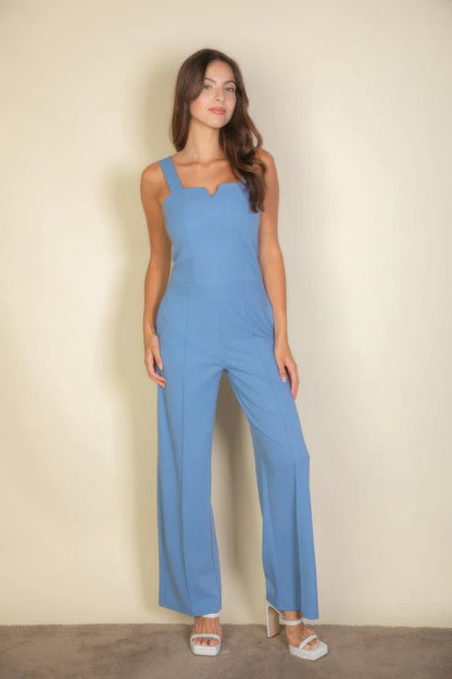 Elegant Notched Neck Cami Stretchy Jumpsuit