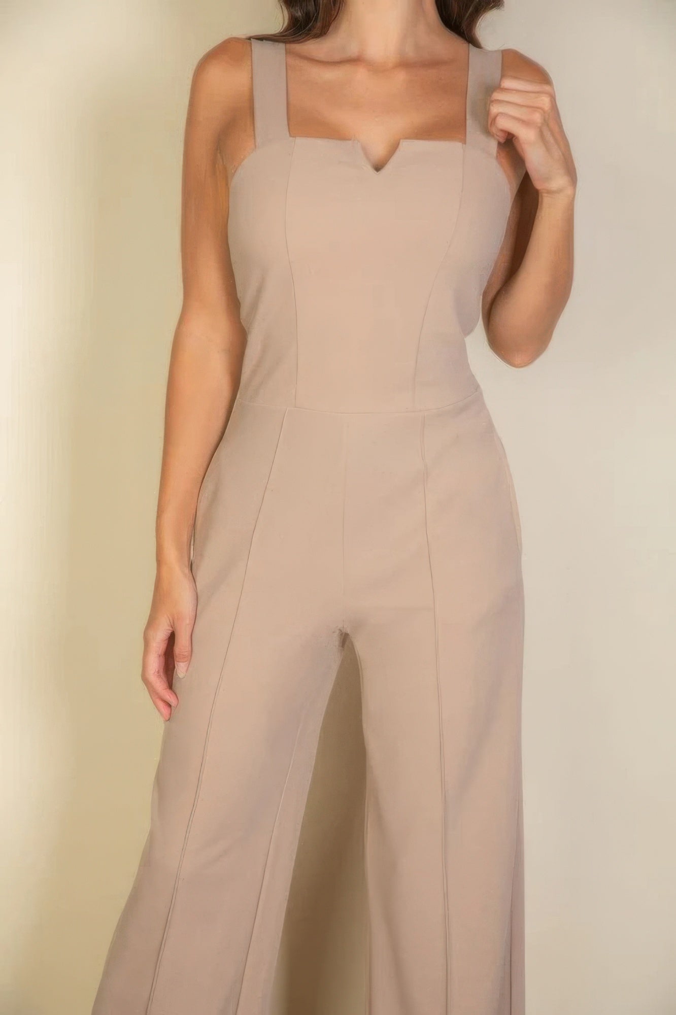 Elegant Notched Neck Cami Stretchy Jumpsuit