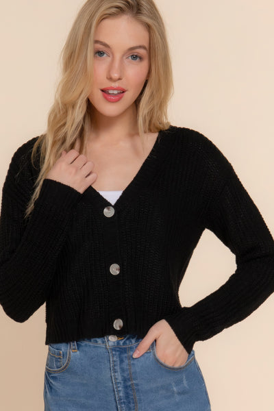 Button Up Long Sleeve V-neck Cardigan Sweater
