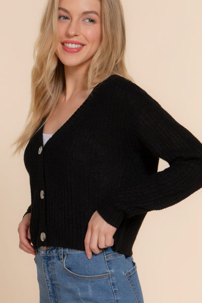 Button Up Long Sleeve V-neck Cardigan Sweater