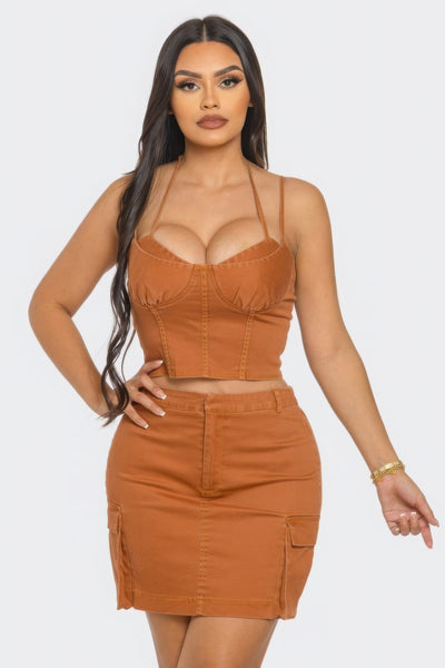Chic Top & Coordinating Stylish Skirt Set with Crop Jacket - Fashions Envy
