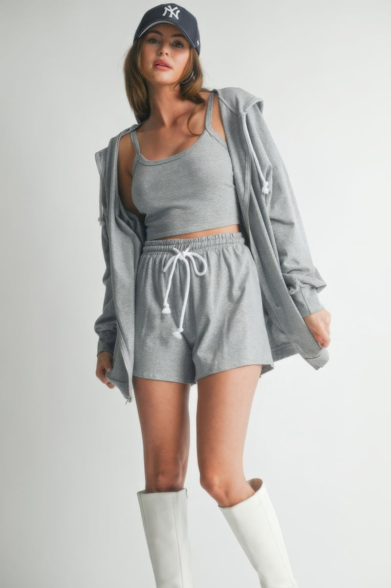 Soft Cotton 3Pc Crop Top Sweater Set