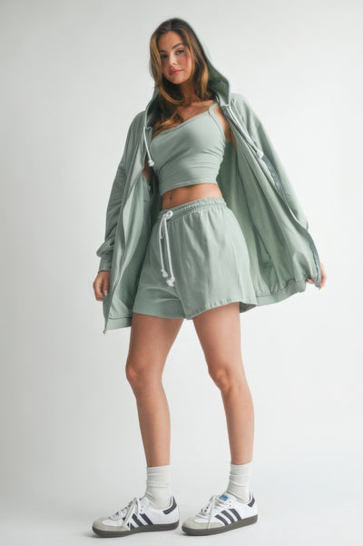 Soft Cotton 3Pc Crop Top Sweater Set