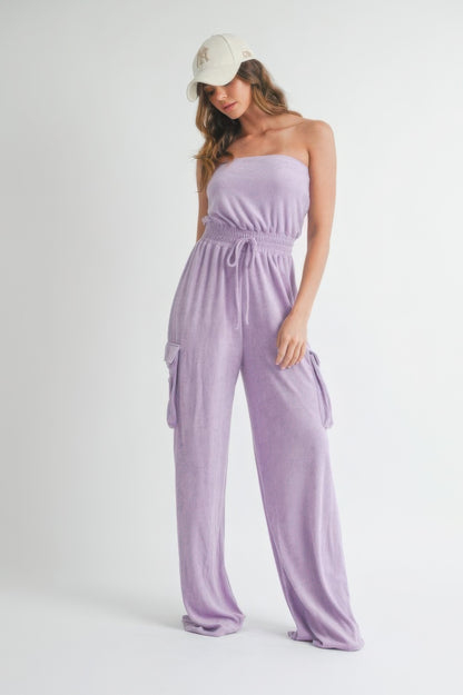 Lavender Lightweight Casual Tube Top Jumpsuit Romper