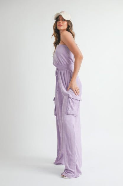 Lavender Lightweight Casual Tube Top Jumpsuit Romper