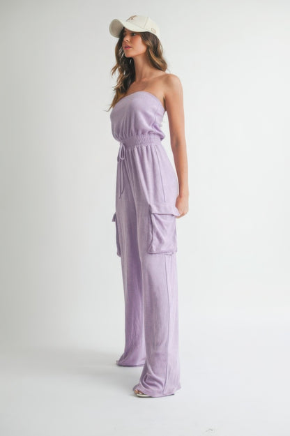 Lavender Lightweight Casual Tube Top Jumpsuit Romper