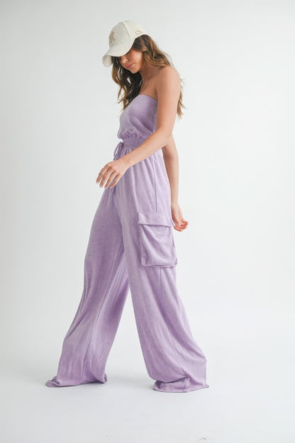 Lavender Lightweight Casual Tube Top Jumpsuit Romper