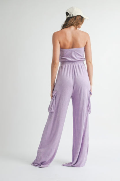 Lavender Lightweight Casual Tube Top Jumpsuit Romper