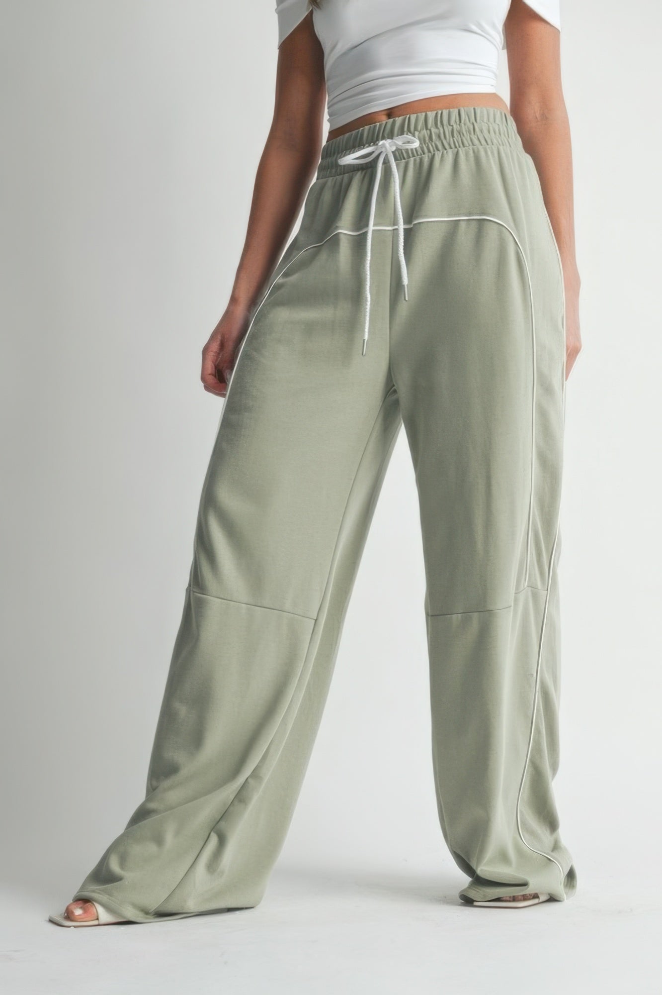 Cotton Relaxed Fit Drawstring Wide Leg Pants