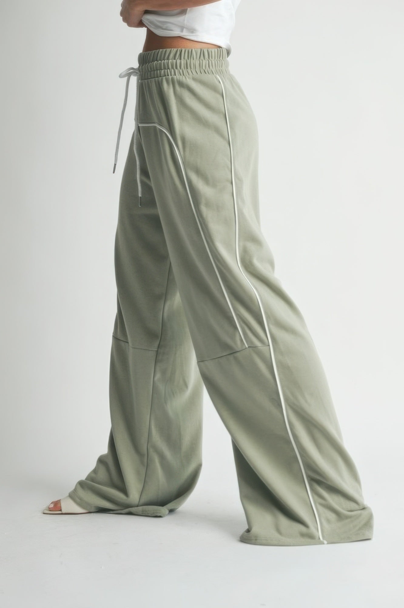 Cotton Relaxed Fit Drawstring Wide Leg Pants