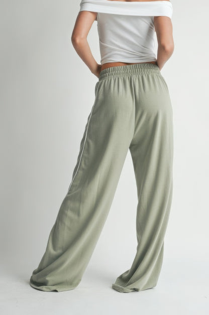 Cotton Relaxed Fit Drawstring Wide Leg Pants