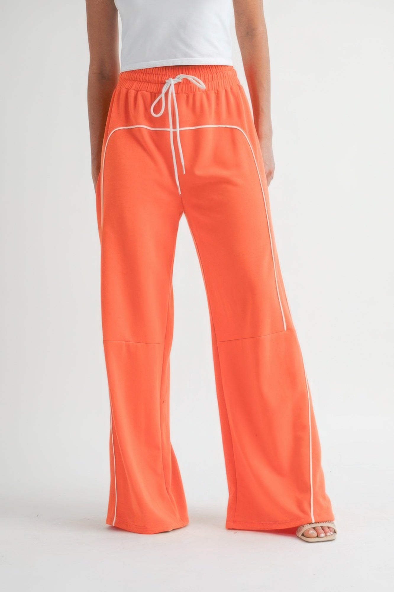 Cotton Relaxed Fit Drawstring Wide Leg Pants