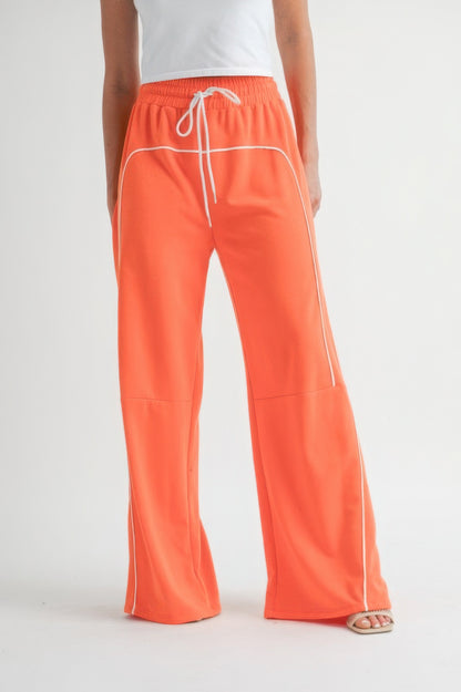 Cotton Relaxed Fit Drawstring Wide Leg Pants