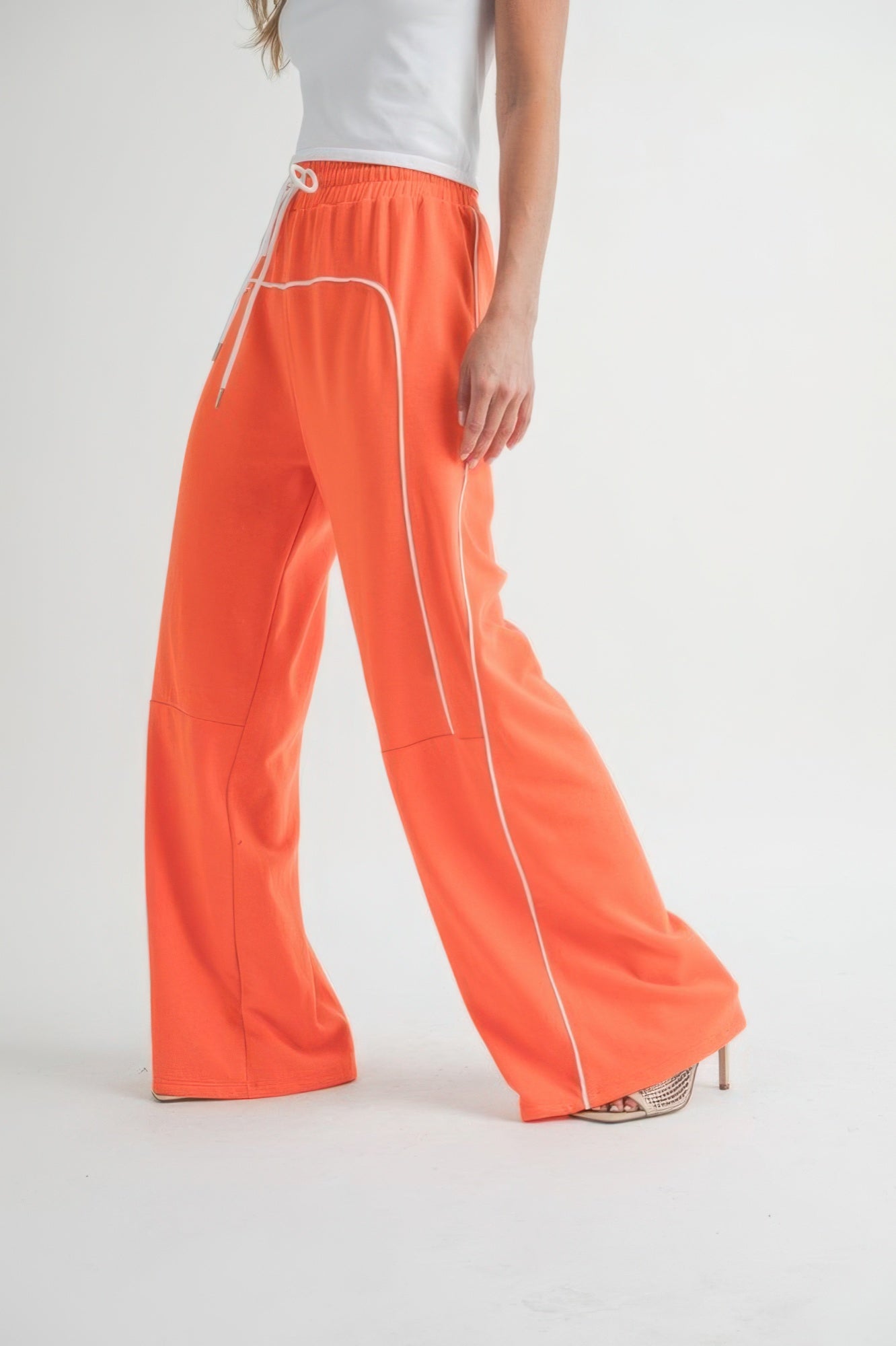 Cotton Relaxed Fit Drawstring Wide Leg Pants