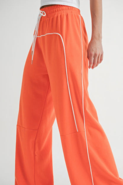 Cotton Relaxed Fit Drawstring Wide Leg Pants