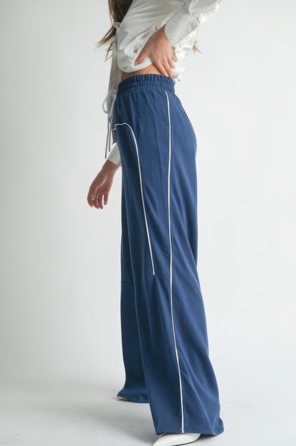 Cotton Relaxed Fit Drawstring Wide Leg Pants